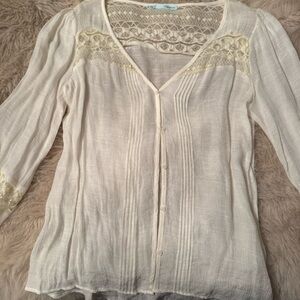 Maurices Cream Lace Detail Blouse